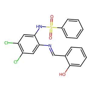 N-[4,5-dichloro-2-[(2-hydroxyphenyl)methylideneamino]phenyl]benzenesulfonamide structure
