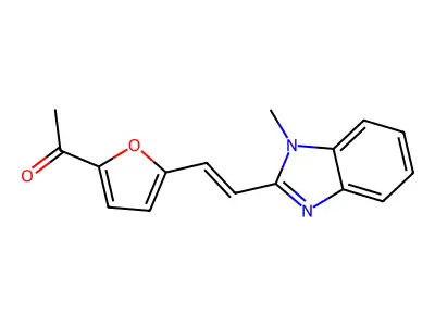 1-[5-[(E)-2-(1-methylbenzimidazol-2-yl)ethenyl]furan-2-yl]ethanone structure