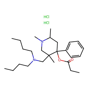 5-Dibutylaminomethyl-4-phenyl-1,2,5-trimethyl-4-piperidinol, propionate, dihydrochloride structure