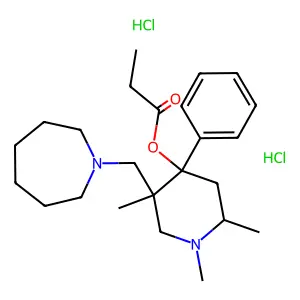4-Piperidinol, 5-(hexahydro-1H-azepinylmethyl)-4-phenyl-1,2,5-trimethyl-, propionate, dihydrochloride structure