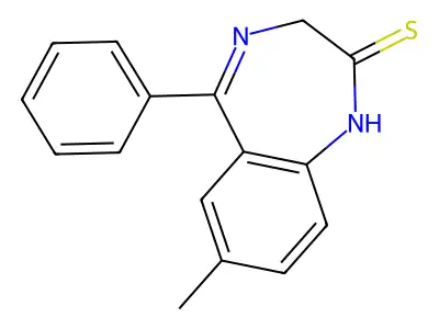 2H-1,4-Benzodiazepine-2-thione, 1,3-dihydro-7-methyl-5-phenyl- structure