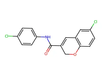 6-chloro-N-(4-chlorophenyl)-2H-chromene-3-carboxamide structure