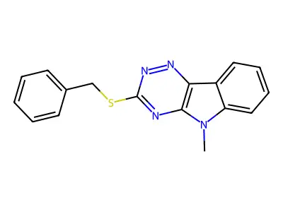 3-(benzylsulfanyl)-5-methyl-5H-[1,2,4]triazino[5,6-b]indole structure
