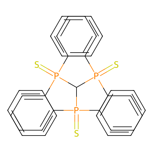 Bis(diphenylphosphinothioyl)methyl-diphenyl-sulfanylidene-phosphorane structure