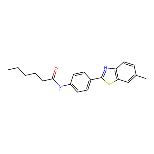 N-[4-(6-methyl-1,3-benzothiazol-2-yl)phenyl]hexanamide structure