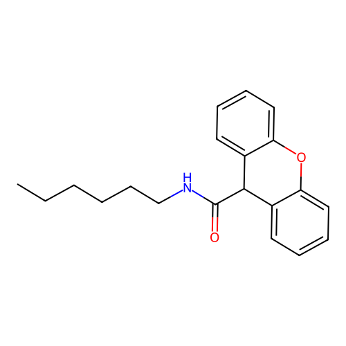 N-hexyl-9H-xanthene-9-carboxamide structure
