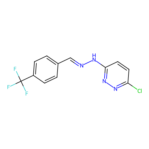6-chloro-N-[[4-(trifluoromethyl)phenyl]methylideneamino]pyridazin-3-amine structure