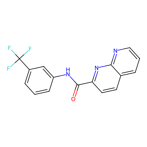 N-[3-(trifluoromethyl)phenyl]-1,8-naphthyridine-2-carboxamide structure
