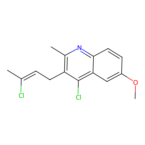 4-chloro-3-[(2Z)-3-chlorobut-2-en-1-yl]-6-methoxy-2-methylquinoline structure
