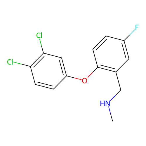 1-(2-(3,4-dichlorophenoxy)-5-fluorophenyl)-N-methylmethanamine structure