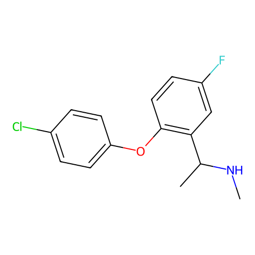 1-(2-(4-chlorophenoxy)-5-fluorophenyl)-N-methylethanamine structure