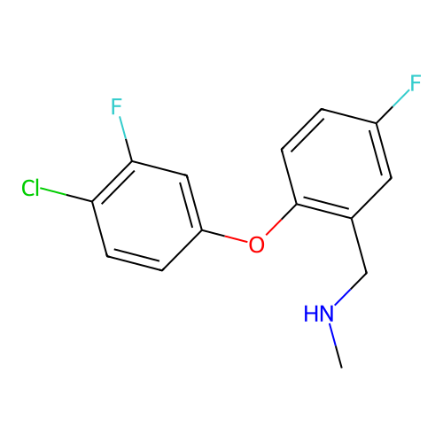 ((2-(4-Chloro-3-fluorophenoxy)-5-fluorophenyl)methyl)(methyl)amine structure