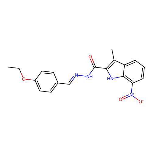 N'-[(E)-(4-ethoxyphenyl)methylidene]-3-methyl-7-nitro-1H-indole-2-carbohydrazide structure