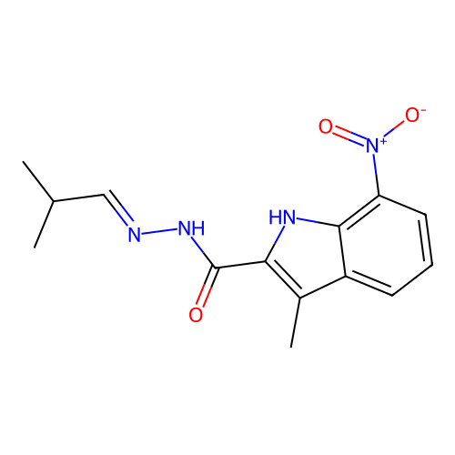 3-methyl-N'-[(1E)-2-methylpropylidene]-7-nitro-1H-indole-2-carbohydrazide structure