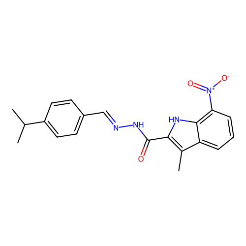 (E)-N'-(4-isopropylbenzylidene)-3-methyl-7-nitro-1H-indole-2-carbohydrazide structure