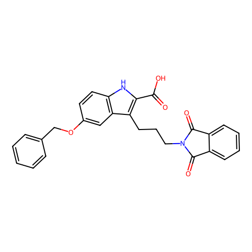 3-[3-(1,3-dioxoisoindol-2-yl)propyl]-5-phenylmethoxy-1H-indole-2-carboxylic Acid structure