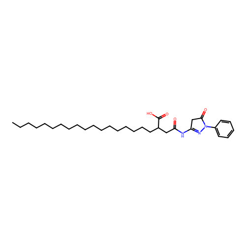 2-{[N-(5-oxo-1-phenyl-2-pyrazolin-3-yl)carbamoyl]methyl}icosanoic acid structure