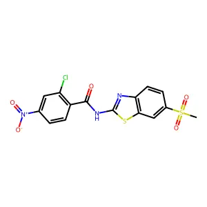 2-chloro-N-(6-methylsulfonyl-1,3-benzothiazol-2-yl)-4-nitrobenzamide structure