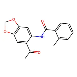 N-(6-acetyl-1,3-benzodioxol-5-yl)-2-methylbenzamide structure