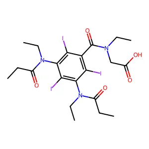 Glycine, N-(3,5-bis(ethyl(1-oxopropyl)amino)-2,4,6-triiodobenzoyl)-N-ethyl- structure