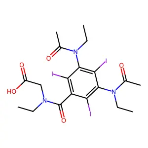 Glycine, N-(3,5-bis(acetylethylamino)-2,4,6-triiodobenzoyl)-N-ethyl- structure