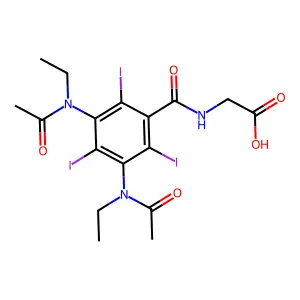Glycine, N-(3,5-bis(acetylethylamino)-2,4,6-triiodobenzoyl)- structure