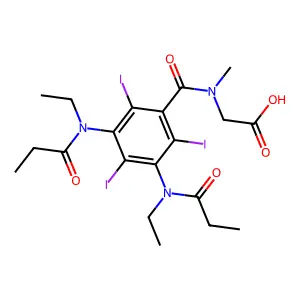 Glycine, N-(3,5-bis(ethyl(1-oxopropyl)amino)-2,4,6-triiodobenzoyl)-N-methyl- structure