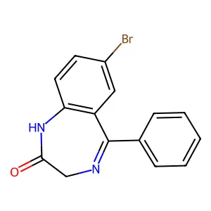 7-bromo-5-phenyl-1,2-dihydro-2H-1,4-benzodiazepin-2-one structure