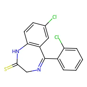 7-chloro 5-(2-chlorophenyl)-1,3-dihydro-2H-(1,4)-benzodiazepine-2-thione structure