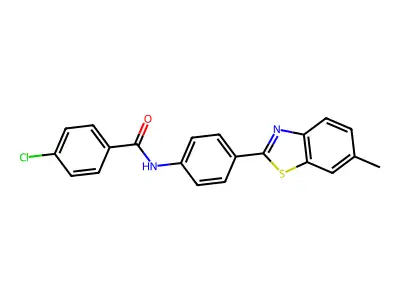 4-chloro-N-[4-(6-methyl-1,3-benzothiazol-2-yl)phenyl]benzamide structure