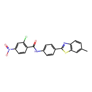 2-chloro-N-[4-(6-methyl-1,3-benzothiazol-2-yl)phenyl]-4-nitrobenzamide structure