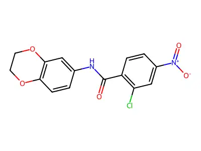 2-chloro-N-(2,3-dihydro-1,4-benzodioxin-6-yl)-4-nitrobenzamide structure