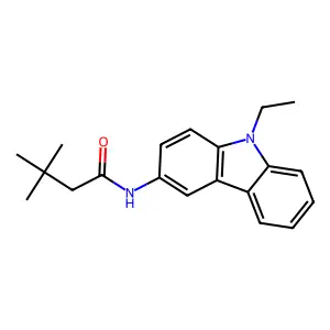 N-(9-ethylcarbazol-3-yl)-3,3-dimethylbutanamide structure