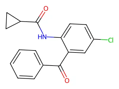 N-(2-benzoyl-4-chlorophenyl)cyclopropanecarboxamide structure