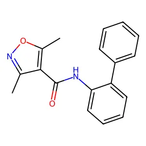 N-2-biphenylyl-3,5-dimethyl-4-isoxazolecarboxamide structure