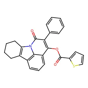 6-oxo-5-phenyl-8,9,10,11-tetrahydro-6H-pyrido[3,2,1-jk]carbazol-4-yl thiophene-2-carboxylate structure