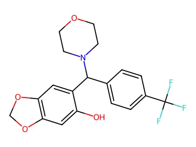 6-[Morpholin-4-yl-[4-(trifluoromethyl)phenyl]methyl]-1,3-benzodioxol-5-ol structure