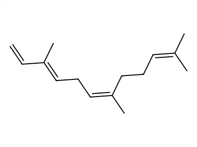 (3E,6Z)-3,7,11-trimethyldodeca-1,3,6,10-tetraene structure