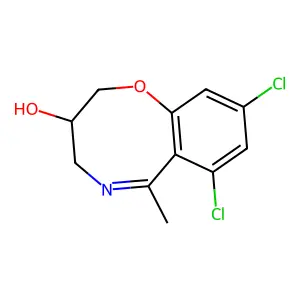 2H-1,5-Benzoxazocin-3-ol, 3,4-dihydro-7,9-dichloro-6-methyl- structure