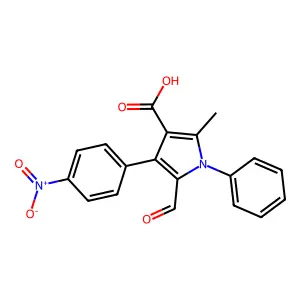5-Formyl-2-methyl-4-(4-nitrophenyl)-1-phenyl-1H-pyrrole-3-carboxylic acid structure