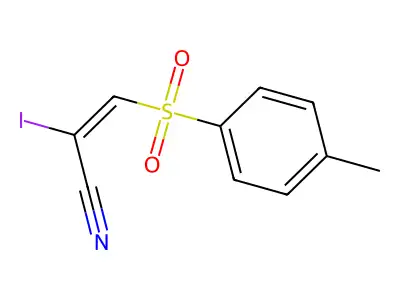 (E)-2-iodo-3-(4-methylphenyl)sulfonylprop-2-enenitrile structure