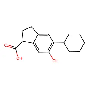 1-Indancarboxylic acid, 5-cyclohexyl-6-hydroxy-, (+-)- structure
