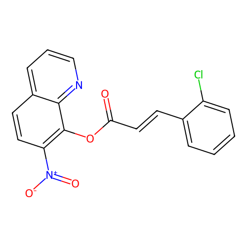 Cinnamic acid, o-chloro-, 7-nitro-8-quinolyl ester structure