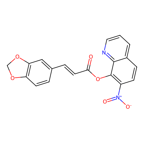 2-Propenoic acid, 3-(1,3-benzodioxol-5-yl)-, 7-nitro-8-quinolinyl ester structure
