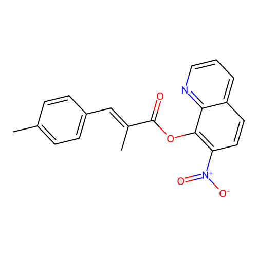 2-Propenoic acid, 2-methyl-3-(4-methylphenyl)-, 7-nitro-8-quinolinyl ester structure