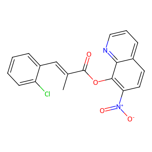 Cinnamic acid, o-chloro-alpha-methyl-, 7-nitro-8-quinolyl ester structure