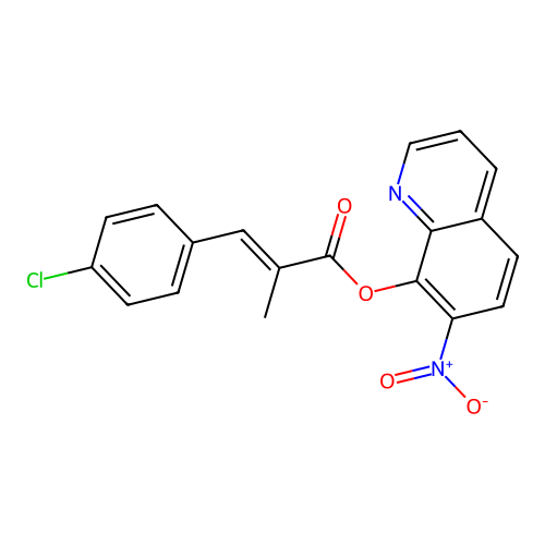 Cinnamic acid, p-chloro-alpha-methyl-, 7-nitro-8-quinolyl ester structure