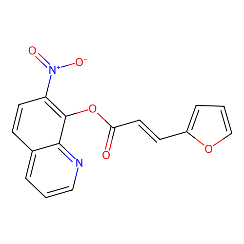 2-Propenoic acid, 3-(2-furanyl)-, 7-nitro-8-quinolinyl ester structure