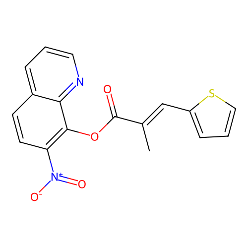 2-Propenoic acid, 2-methyl-3-(2-thienyl)-, 7-nitro-8-quinolinyl ester structure