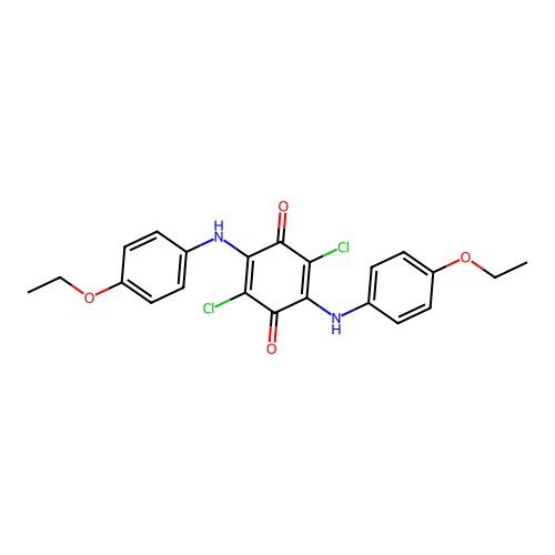 2,5-Dichloro-3,6-bis(4-ethoxyanilino)benzo-1,4-quinone structure